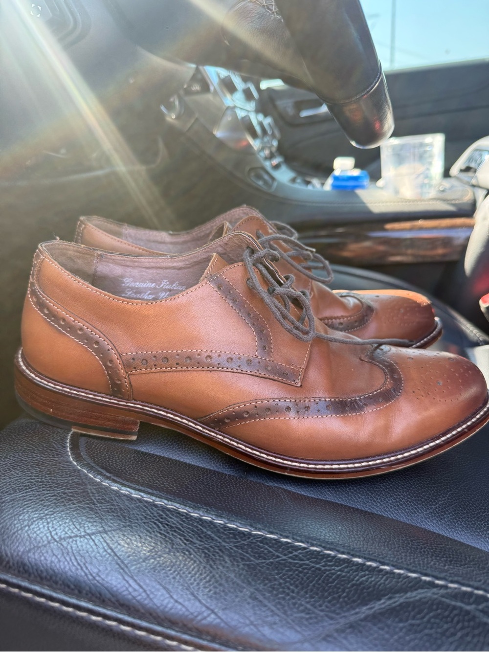 Joseph Abboud Two-Tone Brown Leather Wingtip Loafers